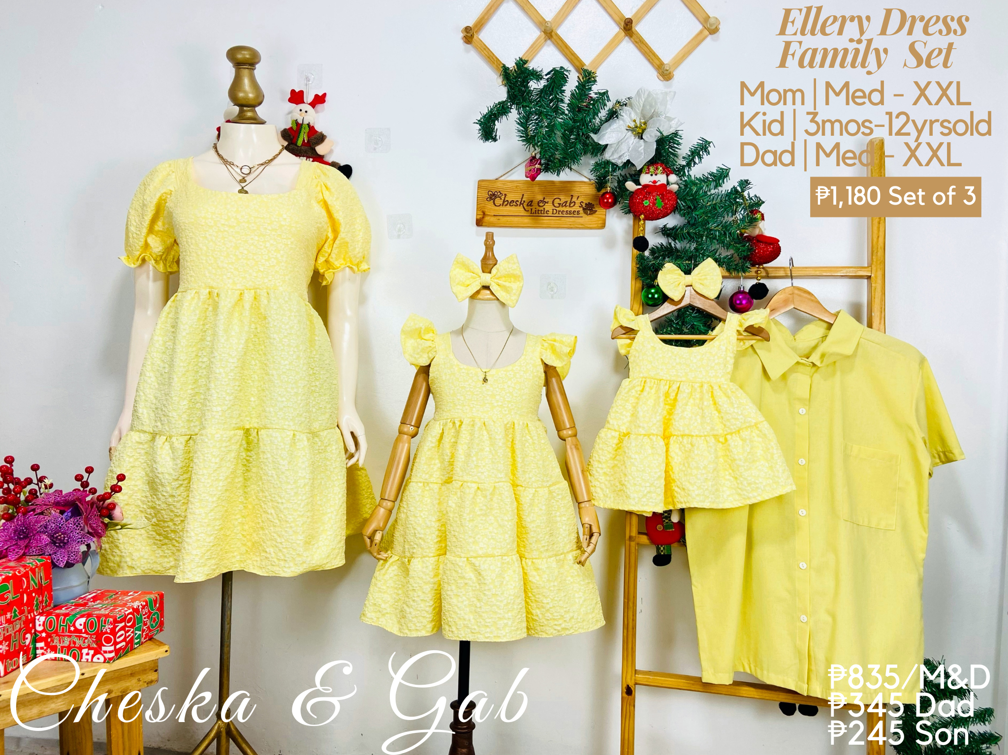 Ellery Family Set — dusty blue linen matching outfits