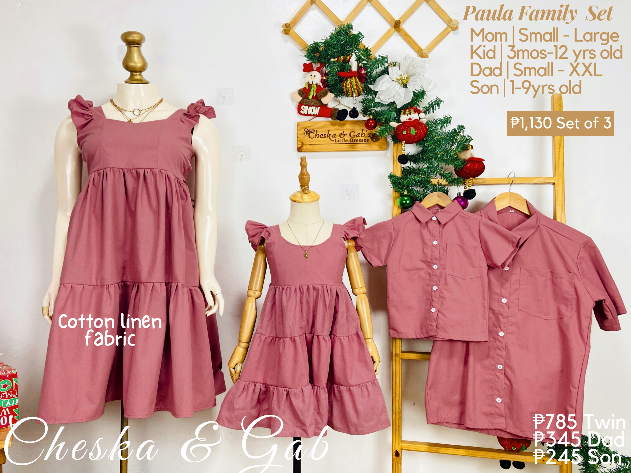 Paula Family Set — ivory embroidery matching outfits