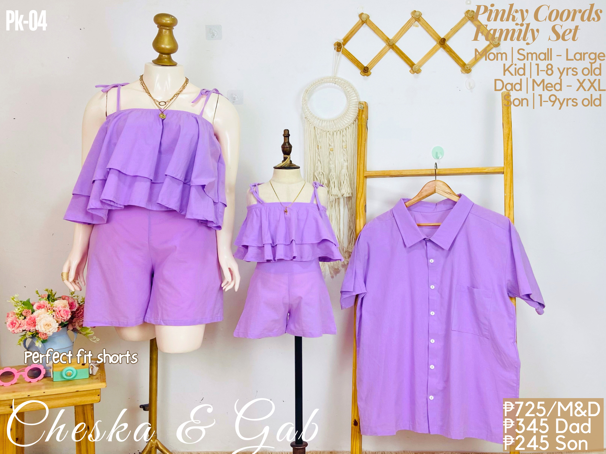 Iris Family Set — purple linen matching outfits
