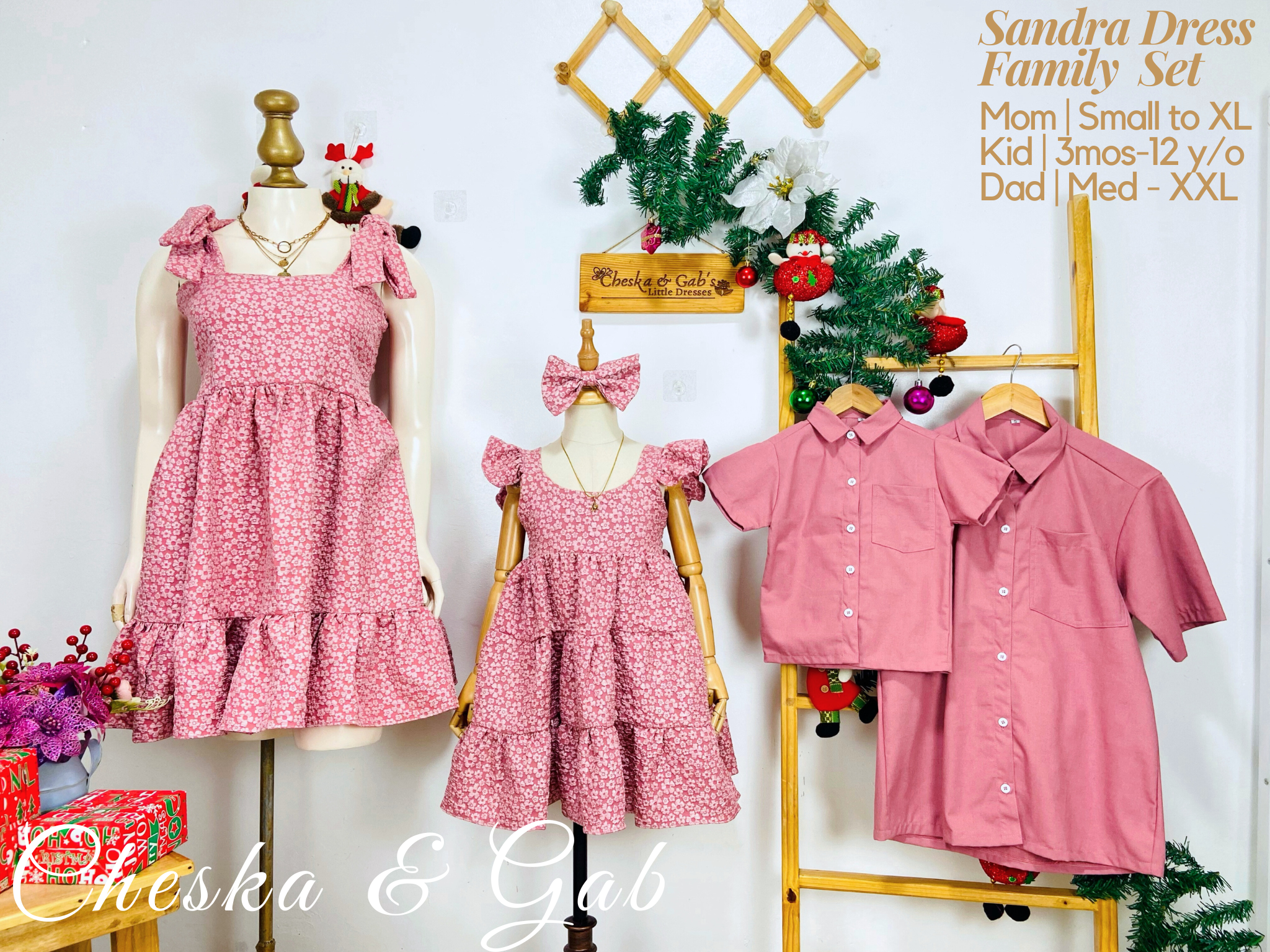 Sandra Family Set — floral pink matching outfits